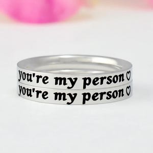 You're My Person Matching Ring Set of 2, Stainless Steel Bands, Friendship Gift, Couple Promise Ring, Sister Gift,