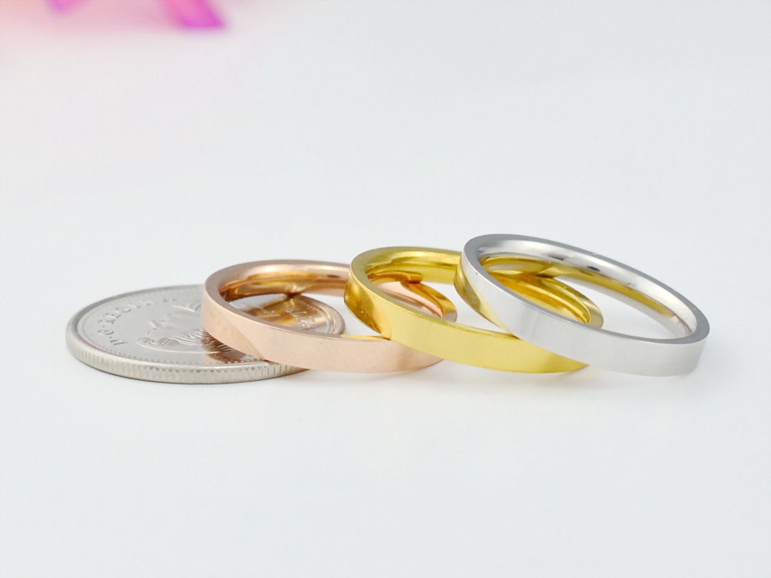 HEBRÄISCH – (Ich bin immer bei dir) – Zierlicher Stapelring aus Edelstahl, christlicher Schmuck, Bibelvers MATTHÄUS 28:20
