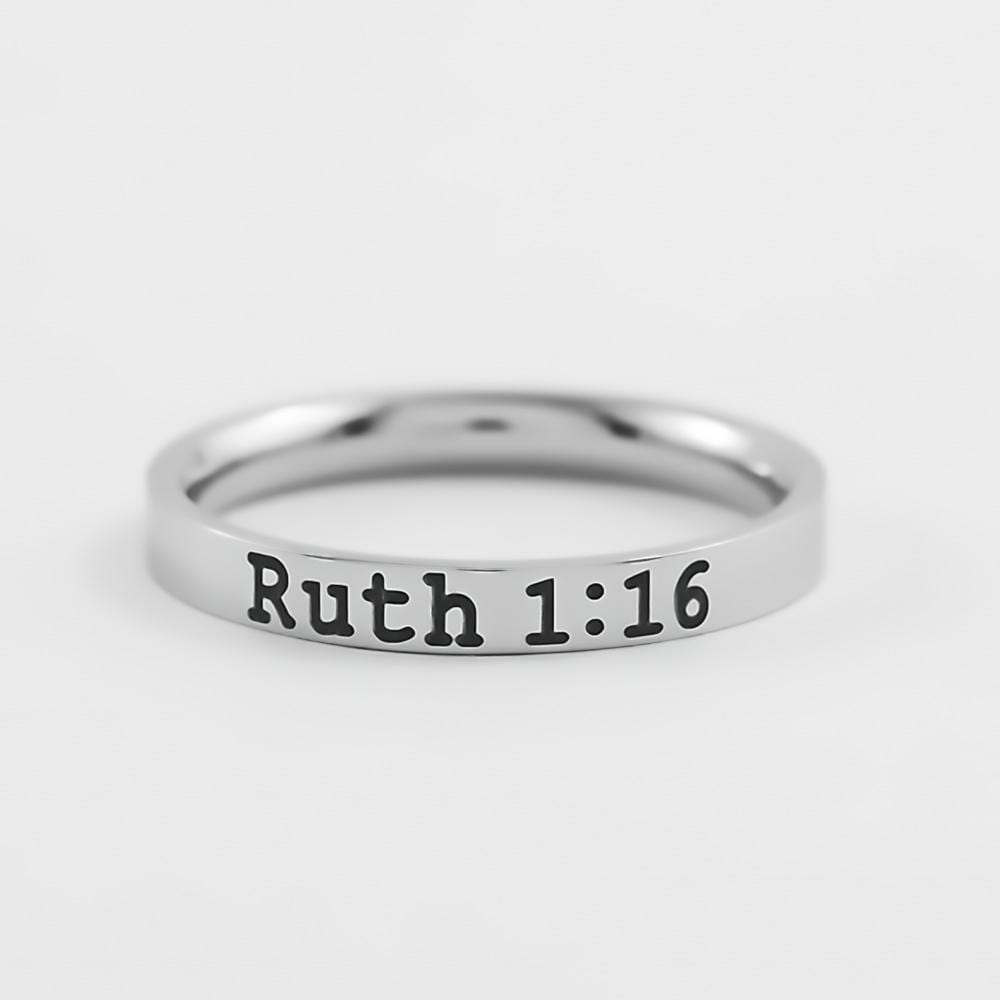 Ruth 1:16 Bible Verse Ring – Dainty Stainless Steel Scripture Ring