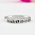Baby Stats Ring - Dainty Stainless Steel Band Ring, Personalized New Mom Gift, Customized Baby Name, Birth Date Time, Weight, Height