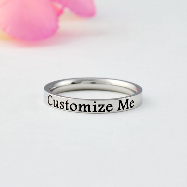 Customize Me - Custom Stainless Steel Stacking Band Ring, Personalized Gift for Sisters Friends, Bridesmaids, Anniversary, Valentines