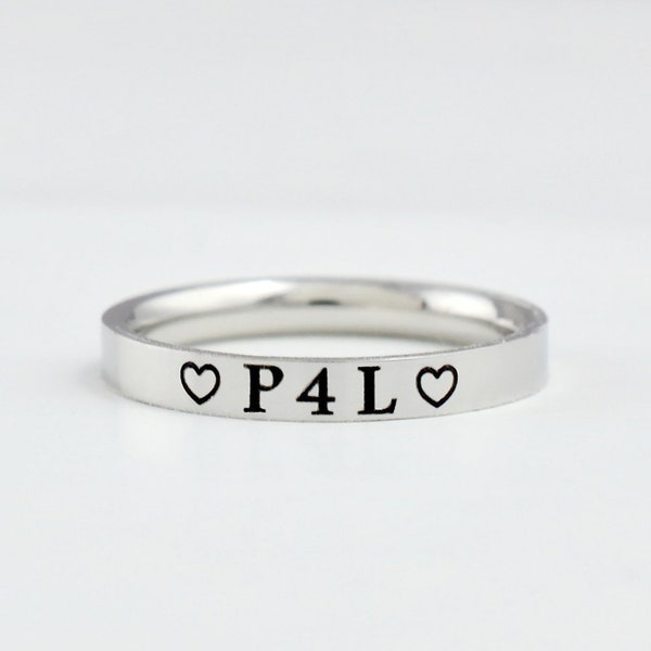 P4L - Dainty Stainless Steel Stacking Band Ring, Pogue For Life, Sorority Sisters Best Friends Gift