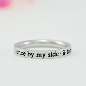 Once by My Side, Forever in My Heart - Custom Dainty Stainless Steel Band Ring, Pet Memorial Name, Personalized Pets Owner Gift