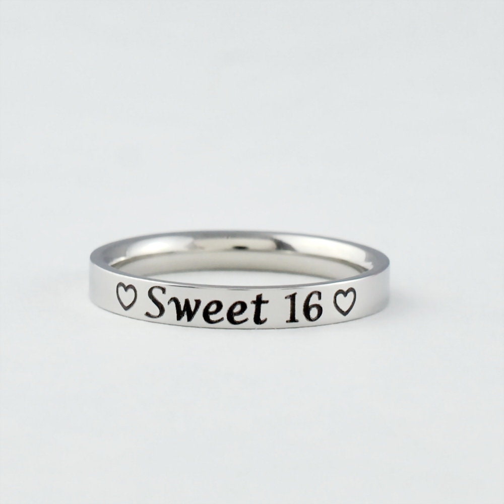 Sweet 16 - Stainless Steel Band Ring, 16th Birthday Sweet Sixteen Gift ...