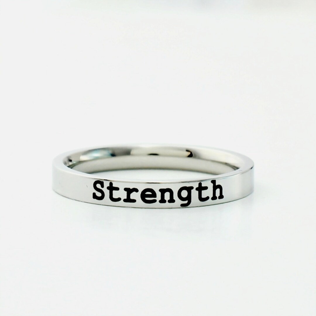 Strength Shop Rings Strength - Dainty Stainless Steel Stacking Band Ring, Inspirational ...