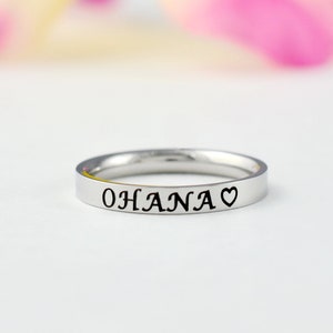 OHANA - Stainless Steel Band Ring, Ohana Means Family, Customized Gift for Mother Father Daughter Sisters Best Friends BFF Friendship