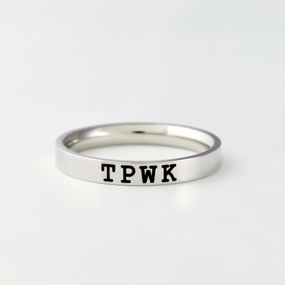 TPWK - Dainty Stainless Steel Stacking Band Ring, Treat People With Kindness,  Harry Styles Ring, We&#39;ll Be Alright