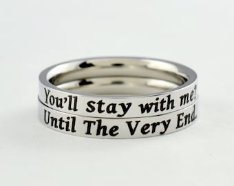 You'll Stay With Me? Until The Very End. - Dainty Stainless Steel Stacking Band Ring Set, Gift for Couples Promise, Best Friends Friendship