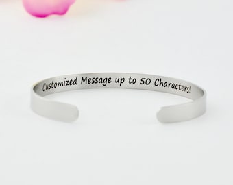 Customized Stainless Steel Cuff Bracelet, Secret Message, Mother Daughter Sisters Family Friends Custom Personalized Meaningful Gifts