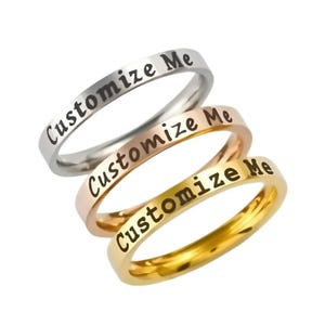 Custom Stainless Steel Band Ring, Minimalist Personalized Gift for Sisters, Friends, Anniversary, Birthday, Wedding Bridesmaids