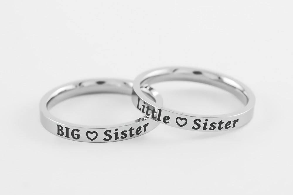 Sibling Rings BIG Sister & Little Sister Ring Set of 2 – Stainless Steel Matching ...