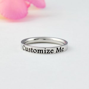 CUSTOM  Stainless Steel Band Ring, Personalized Gift for Sisters Friends, Bridesmaids, Anniversary Valentines Birthday