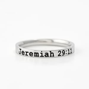 Jeremiah 29:11 - Dainty Stainless Steel Stacking Ring, Christian Religious Gift, Scripture Bible Verse, A Reminder of God&#39;s Plan
