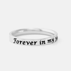 Forever in My Heart Ring – Dainty Stainless Steel Memorial Band, Personalized Name Ring, Remembrance Gift for Loved Ones, Sympathy Jewelry