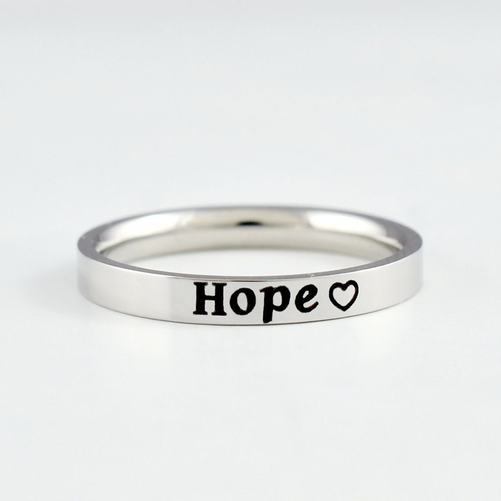 Esperanza - Anillo de banda de acero inoxidable, Anillo inspirador motivacional, Regalo personalizado para amigos de hermanas de hermandad, Graduación de cumpleaños