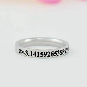 Pi Ring, Pi Symbol Ring, 35 Digits of Pi Engraved Ring, Math Gift, Personalized Stainless Steel Band, Math Teacher Gift, Geek Gift