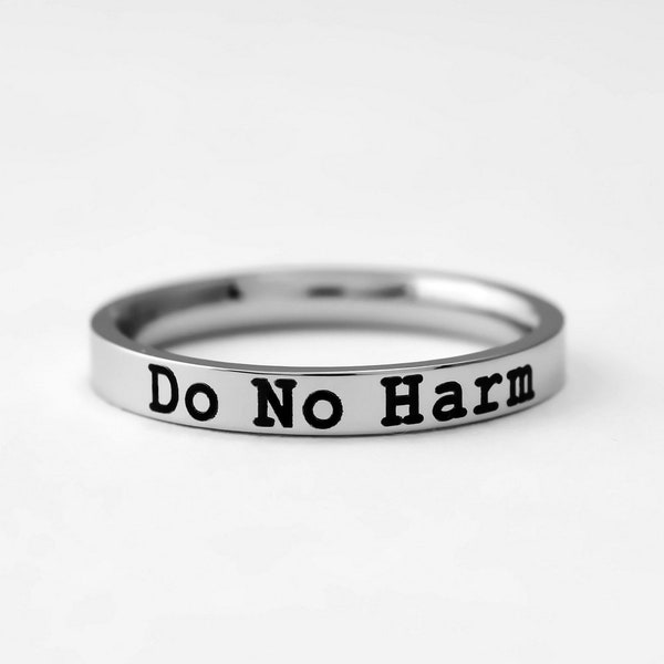 Do No Harm Take No Shit - Dainty Stainless Steel Stacking Band Ring, Be Kind, Stay Strong, Inspirational Gift