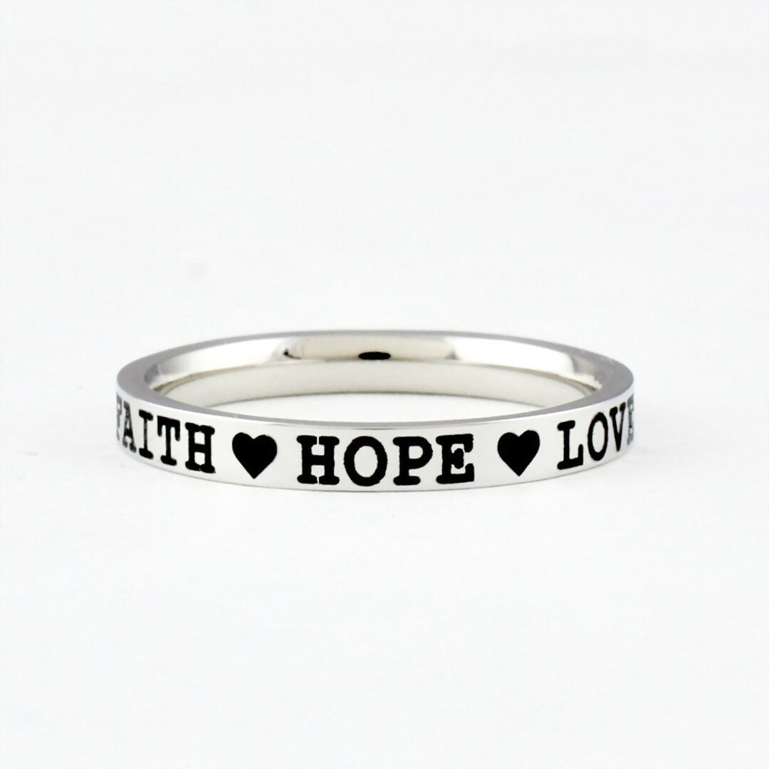 thumbnail image 2 of Jude Jewelers 4mm Stainless Steel Love Faith Hope Mantra 2 of 9