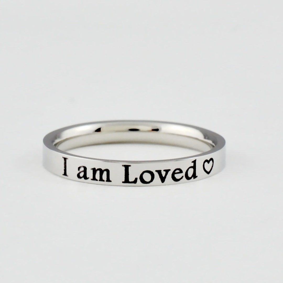 Ring Motivation I Am Loved - Stainless Steel Band Ring, Inspirational Motivational Ring ...