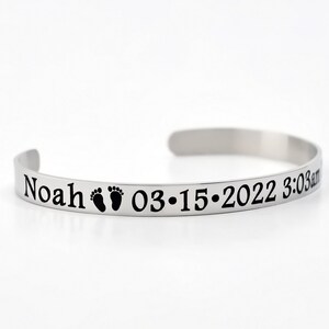 Baby Stats Bracelet - Custom Bracelet, Personalized New Mom Gift, Customized Baby Name, Birth Date Time, Weight, Height