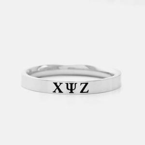 Greek Letters Ring - Custom Stainless Steel Stackable Ring, Personalized Sorority Initial Ring, Sisters Best Friends Friendship Gift