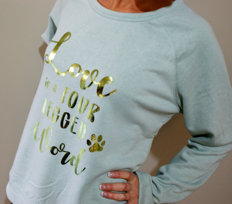 dog lover gift for mum love is.... metallic print long sleeve sweater Dog mum sweater size 16 dog loving gift