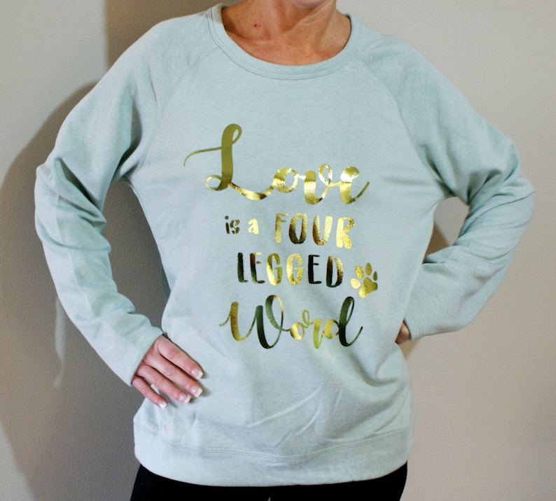 dog lover gift for mum love is.... metallic print long sleeve sweater Dog mum sweater size 16 dog loving gift