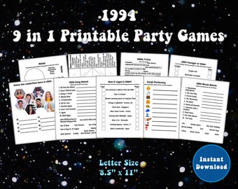 Back in 1994 Printable Party Games Bundle