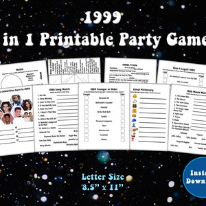 Back in 1999 Printable Party Games Bundle - Etsy