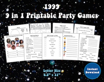 Paquete de juegos de fiesta imprimibles de Allá por 1999