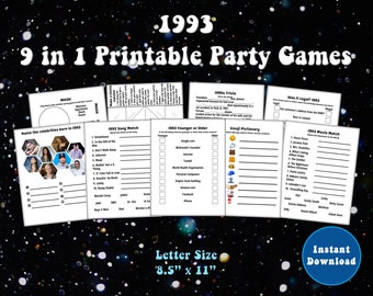 Back in 1993 Printable Party Games Bundle