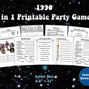 Back in 1990 Printable Party Games Bundle - Etsy
