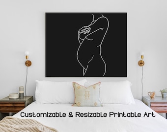 Pregnant Woman Figure Drawing - Customizable, Printable