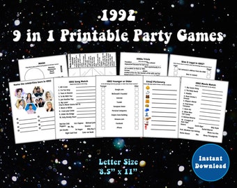 Back in 1992 Printable Party Games Bundle