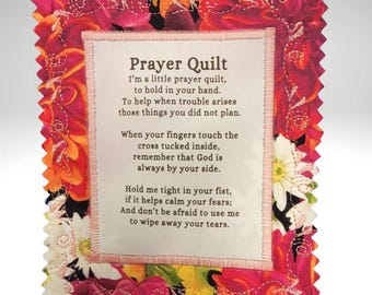 Prayer Quilt with cross inside - pink