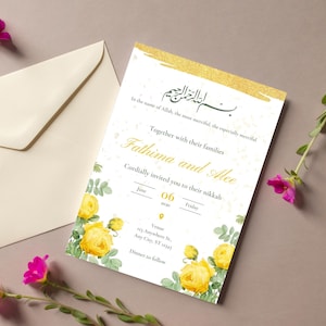 Formal invitation card for a Nikaah ceremony.