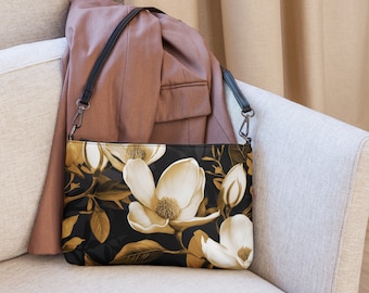 Magnolias in Gold Bloom Crossbody bag