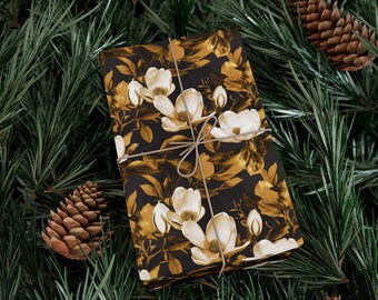 Magnolia Bouquet in Gold Gift Wrap Paper