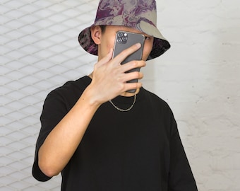 Magnolia Brown Abstract 357/367 Reversible bucket hat