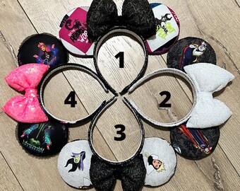 Villain Mouse Ears, Evil Queen, Ursula, Disney Ears, Mouse Headband, Girl Gifts, Gifts under 30, Hair accessories