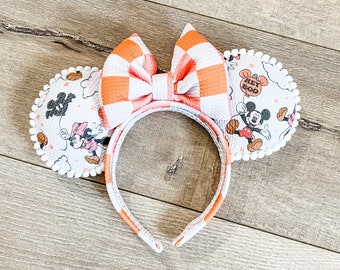 Mickey Mouse Hey Boo Ears, Halloween Disney, Minnie Mouse Ears, Disney Headbands, Ghost ears, Checkered hair accessories, Girl Gifts