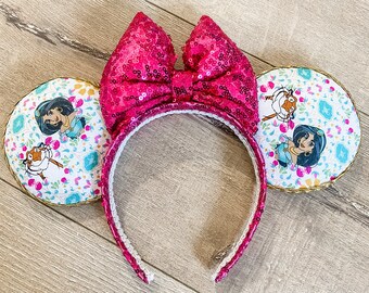 Princess Jasmine Disney Ears, Aladdin themed headband, girl hair accessories, girl gifts, Mickey Mouse Ears, Minnie Mouse Ears, Raja Ears