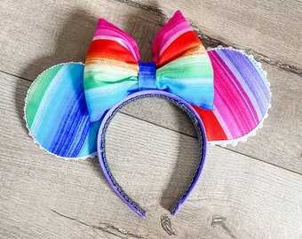 Serape Disney Themed Ears, CoCo Mickey Ears, Rainbow Headband, Girl Gifts, Gifts under 30, Disney Hair, Minnie Ears, Mickey Mouse,