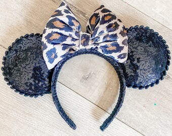 Sequin Disney Ears, Animal Kingdom Mouse Ears, Cheetah print, Leopard Mickey Mouse, Minnie Headband, Girl Gifts, Hair Accessories, Gifts