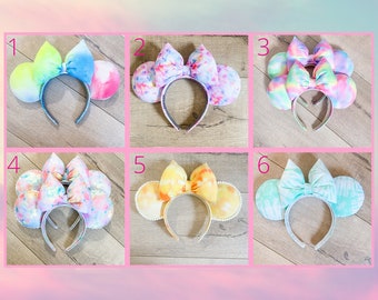 Tie Dye Disney Ears, Pastel Mouse Ears, Neon Mickey Mouse Ears, Disney Headband, Girl Gifts, Gifts under 30, Minnie Mouse Ears