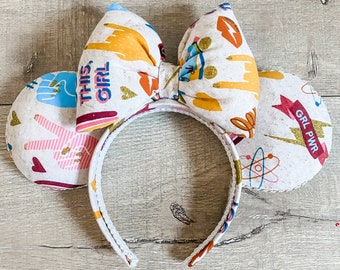 Girl Power Disney Ears, Peace sign ears, Disney Rainbow headband, girl gift, sparkle Disney ears, gift under 30, Women empowerment headband