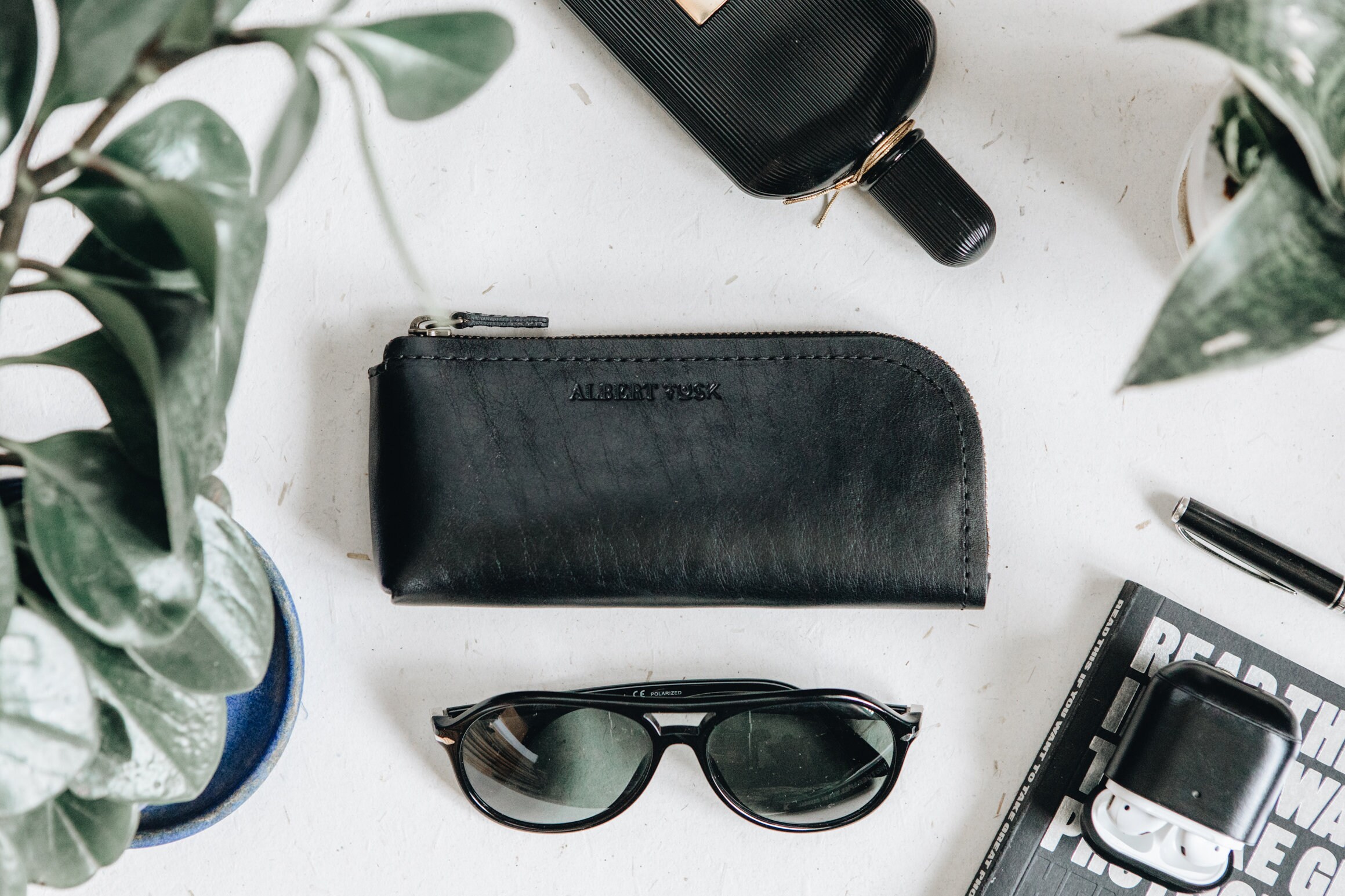 The Daily Leather Pouch black Leather Sunglass Case Etsy