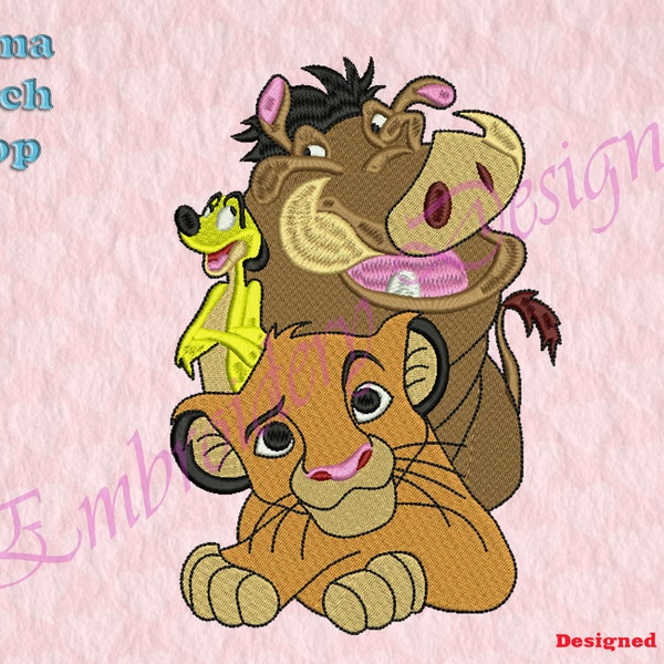 Lion Friends Machine Embroidery Designs, Lion Embroidery Design, Fill Embroidery, Cute Lion Friends Embroidery Design, Kids Embroidery