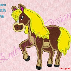 Horse Applique Embroidery Designs, Cute Horse Mouse Embroidery Designs, Digital download file, Set of 8 formats in 4 sizes