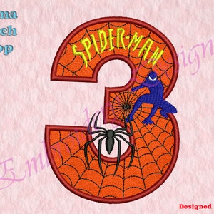 Web - man birthday third Applique Embroidery Designs, Superhero Embroidery Designs, Applique Machine Embroidery design, Birthday Embroidery